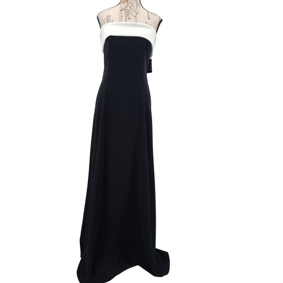 Marina Elegant Sleeveless Strapless black & white maxi formal dress Minimalistic - Picture 2 of 12